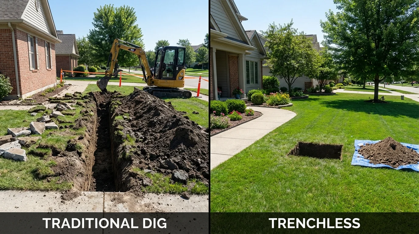 Trenchless sewer repair with minimal yard damage versus traditional excavation in Saint Cloud, FL